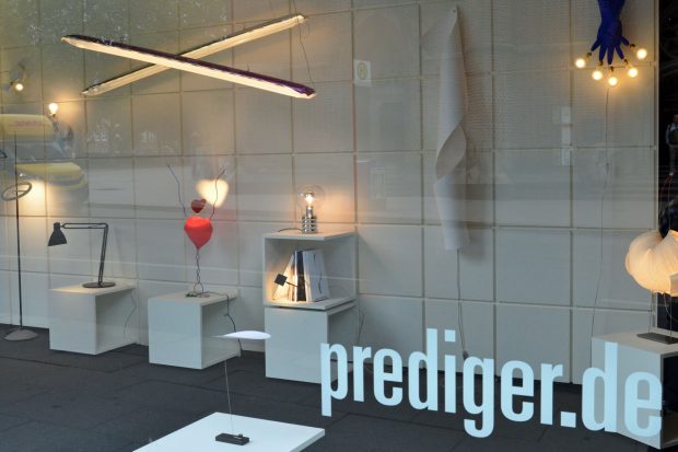 Ingo Maurer, Schaufenster, Design, Leuchte, Lampe, Showroom Hamburg, Prediger Lichtberater
