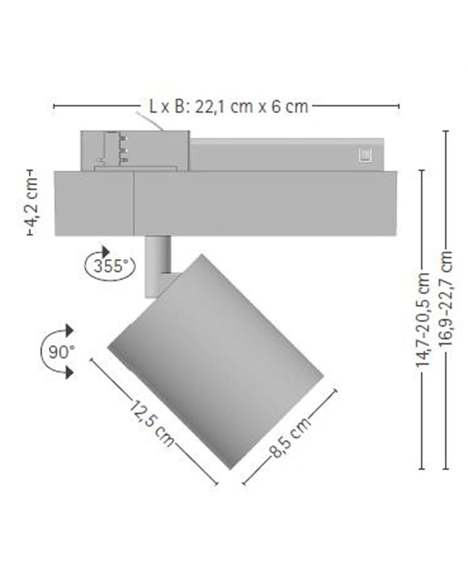 prediger.base p.035 Ausrichtbare LED Schienenstrahler M - 28,4 Watt