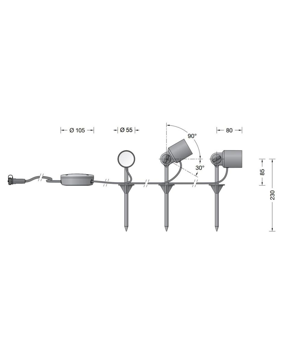 Bega 84821K3 Scheinwerfer 3 Leuchten Erdspieß- UniLink