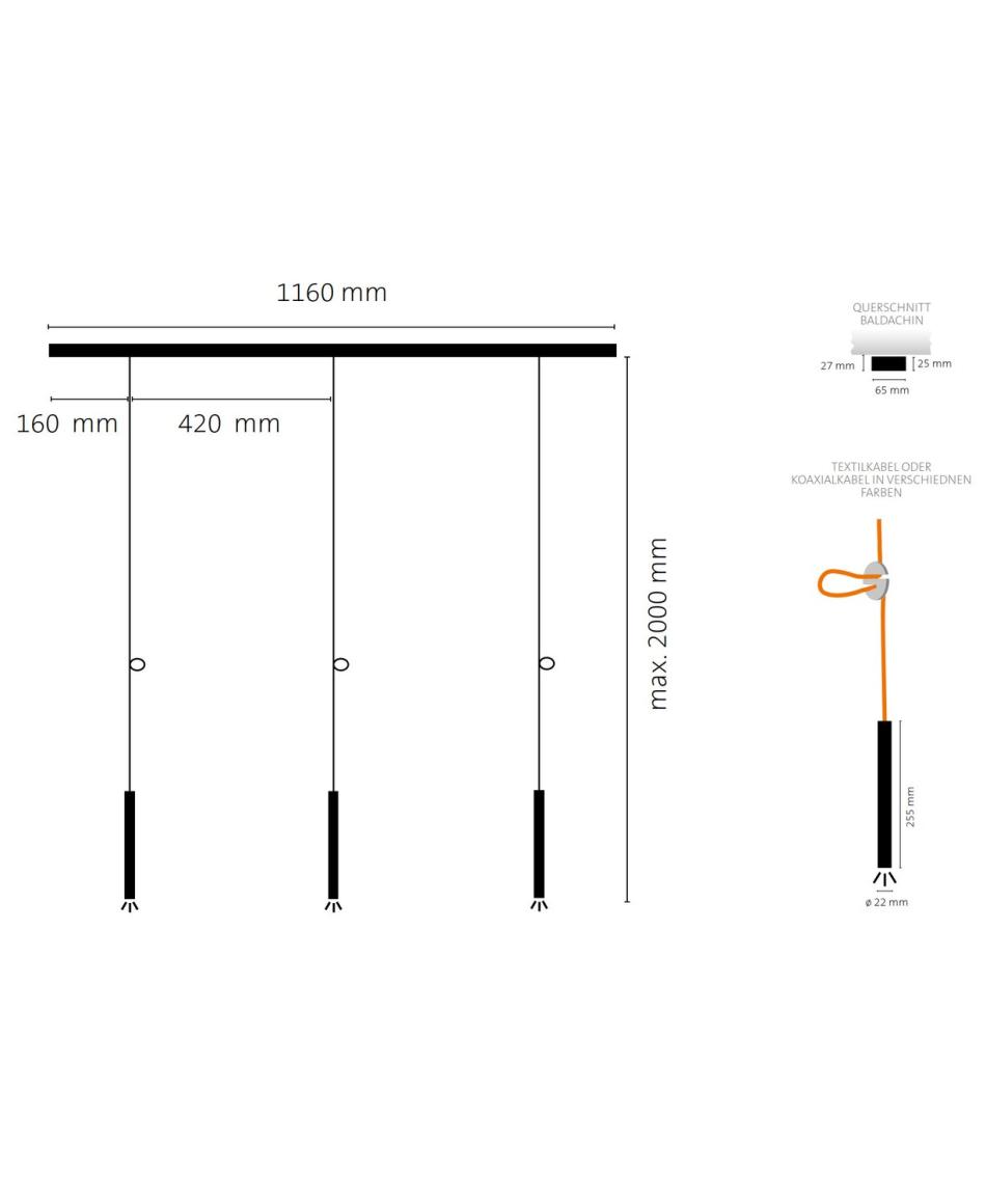 LDM Eccoled Tavolo Trio Aluminium matt/Linse klar 2700K CASAMBI