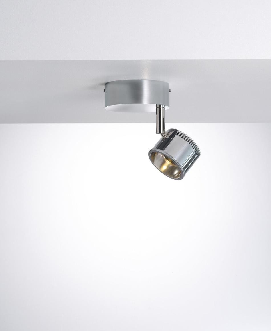 Licht im Raum Ocular Spot 1 Zoom rund Deckenleuchte Edelstahl gebürstet