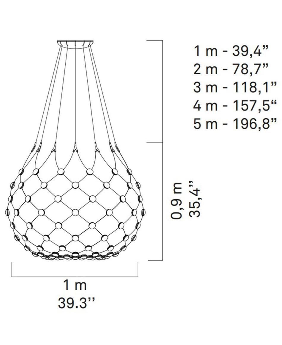 Luceplan Mesh 86 Wireless Version Ø100cm L200