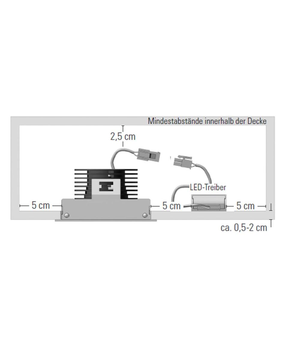 prediger.base p.003 Ausrichtbare LED Decken-Einbaustrahler Q 1er - Geringe Einbautiefe - CRI>90 - Dim to Warm (250 mA) - exklusive Treiber
