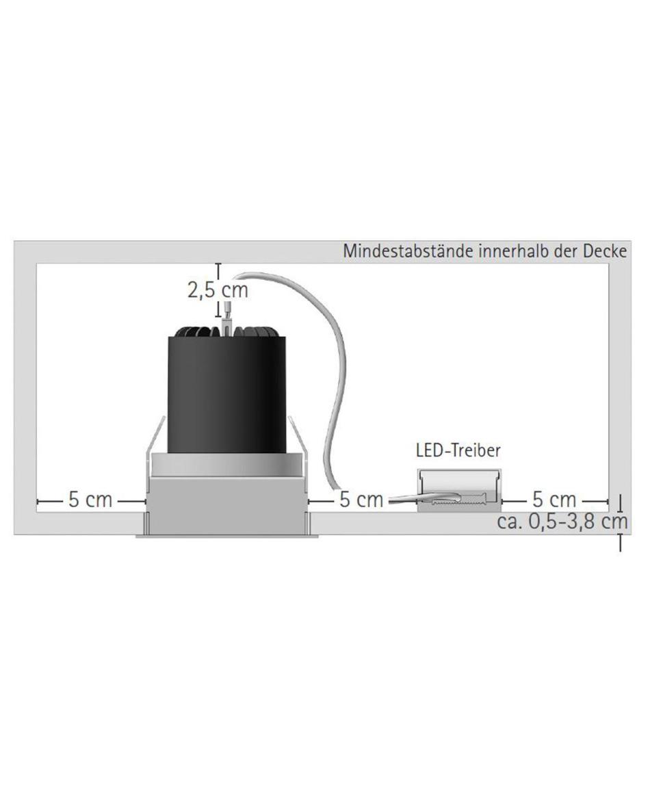 prediger.base p.015 Schwenkbare LED Decken-Einbaustrahler Q - Stark Entblendet - CRI>90  - Dim to Warm (250 mA) - exklusive Treiber