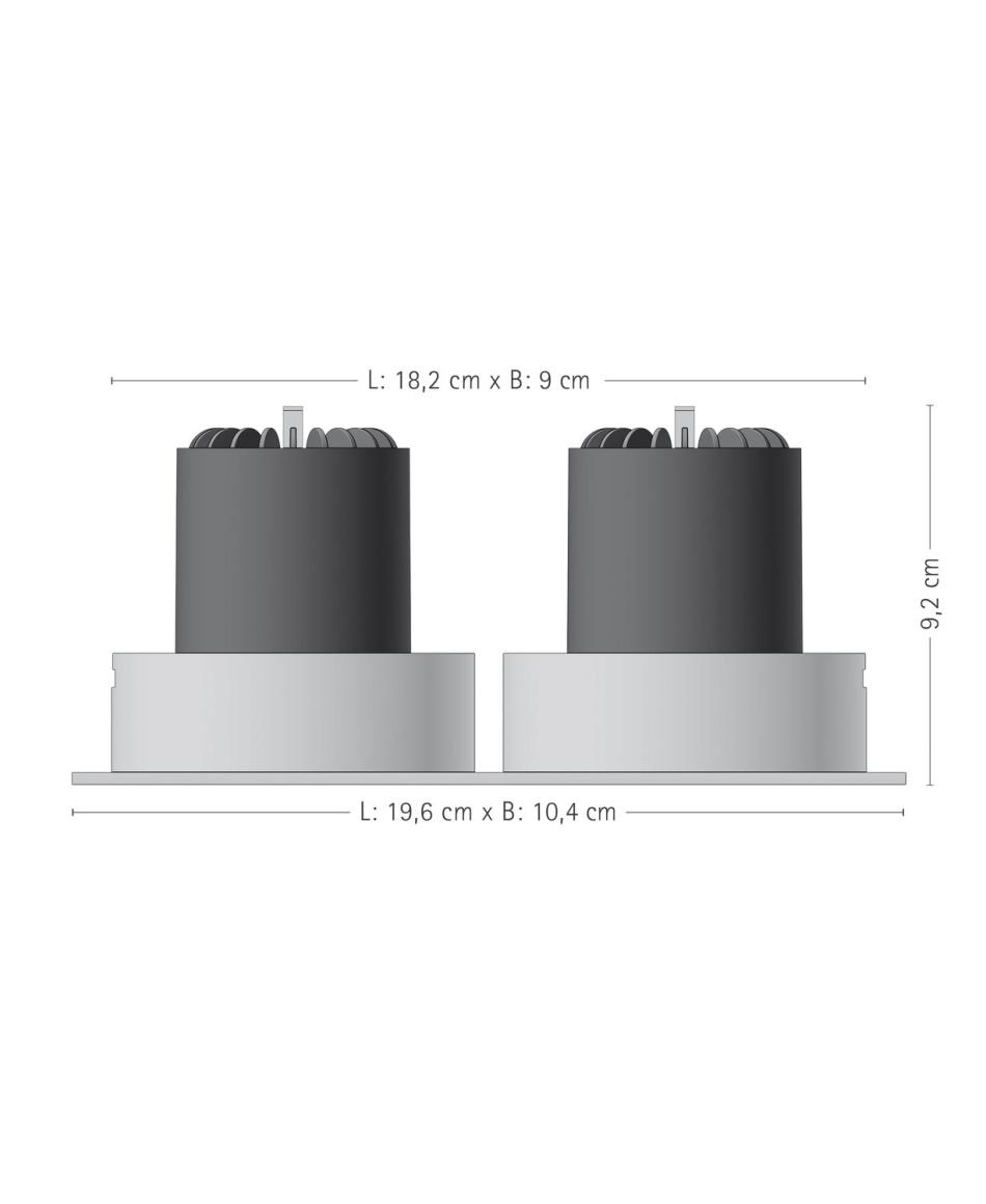 prediger.base p.001 Ausrichtbare LED Decken-Einbaustrahler EM 2er Silber - CRI>90 - Dim to Warm (250 mA) - exklusive Treiber