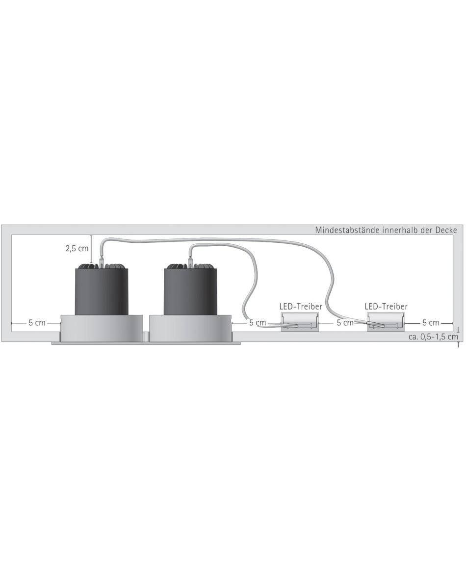 prediger.base p.001 Ausrichtbare LED Decken-Einbaustrahler EM 2er Silber - CRI>90 - Dim to Warm (250 mA) - exklusive Treiber