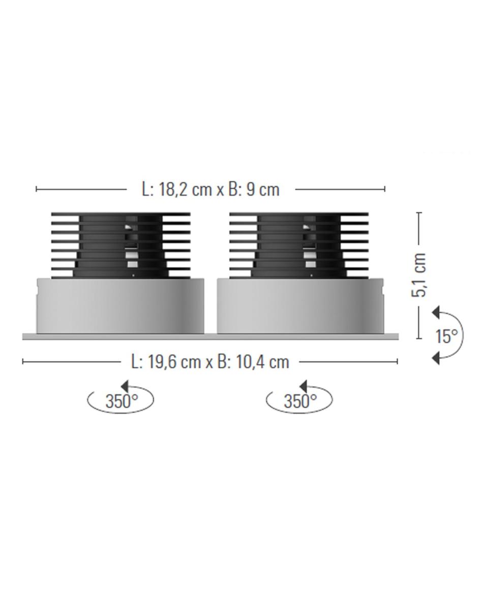 prediger.base p.001 Ausrichtbare LED Decken-Einbaustrahler EM 2er Silber - Geringe Einbautiefe - CRI>90 (250 mA) - exklusive Treiber
