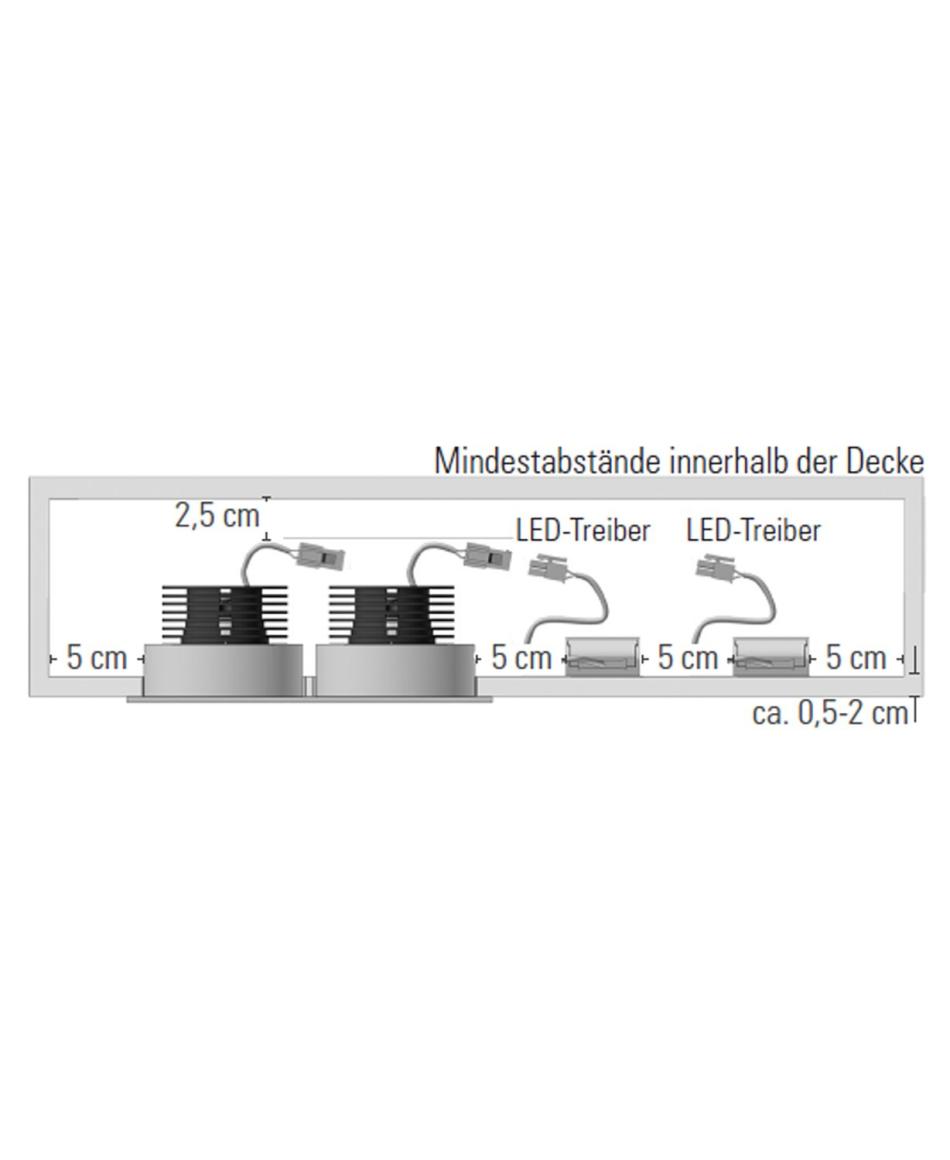 prediger.base p.001 Ausrichtbare LED Decken-Einbaustrahler EM 2er Silber - Geringe Einbautiefe - (250 mA) - exklusive Treiber