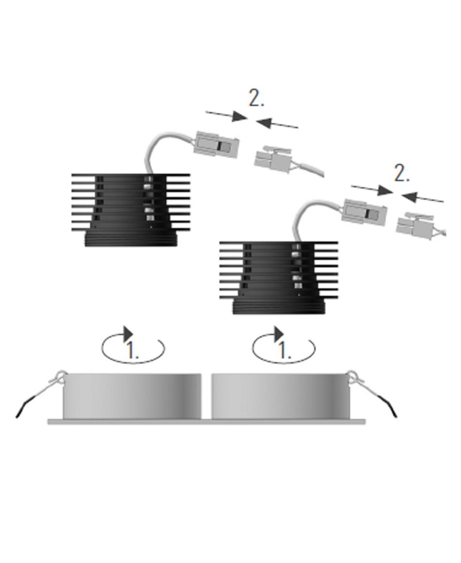 prediger.base p.001 Ausrichtbare LED Decken-Einbaustrahler EM 2er - Geringe Einbautiefe - CRI>90 - Dim to Warm (250 mA) - exklusive Treiber
