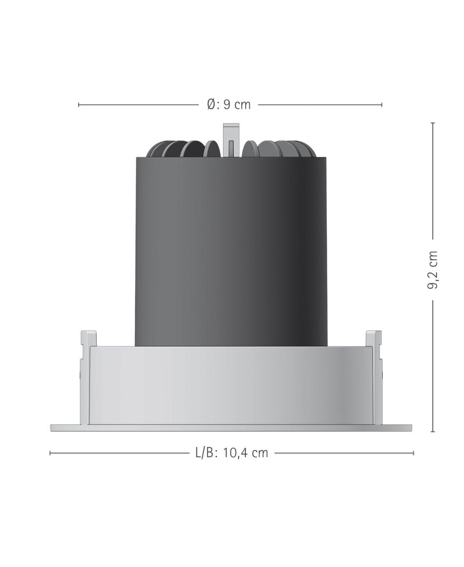 prediger.base p.001 Ausrichtbare LED Decken-Einbaustrahler QM 1er Silber - CRI>90 - Dim to Warm (250 mA) - exklusive Treiber