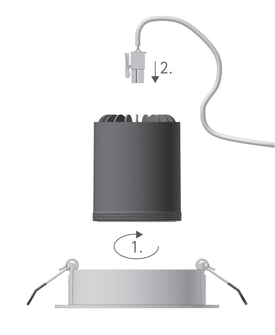 prediger.base p.001 Ausrichtbare LED Decken-Einbaustrahler QM 1er Silber - Dim to Warm (250 mA) - exklusive Treiber