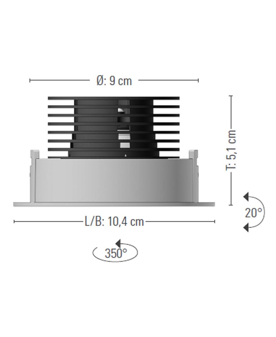 prediger.base p.001 Ausrichtbare LED Decken-Einbaustrahler QM 1er Silber - Geringe Einbautiefe - CRI>90 - Dim to Warm (250 mA) - exklusive Treiber
