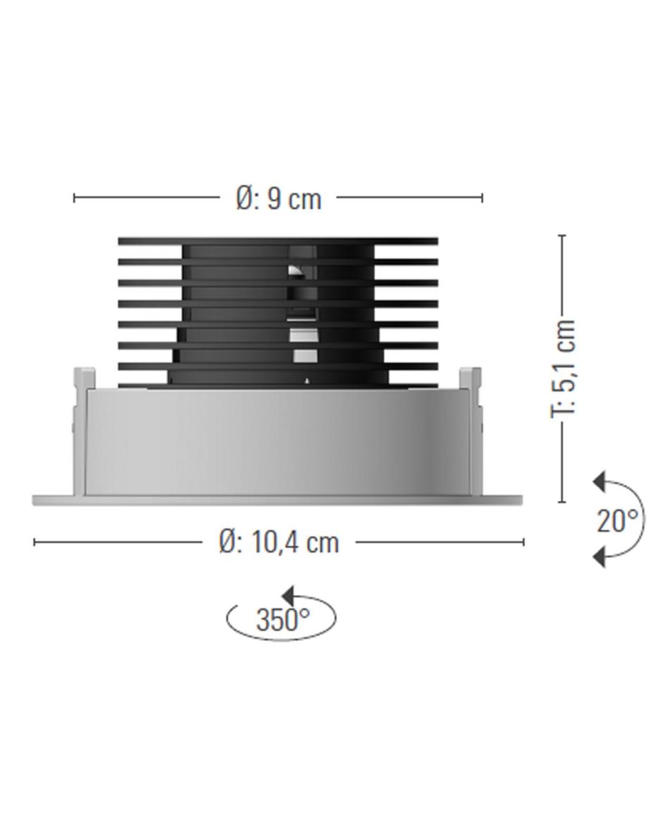 prediger.base p.001 Ausrichtbare LED Decken-Einbaustrahler RM Silber - Geringe Einbautiefe - CRI>90 - Dim to Warm (250 mA) - exklusive Treiber