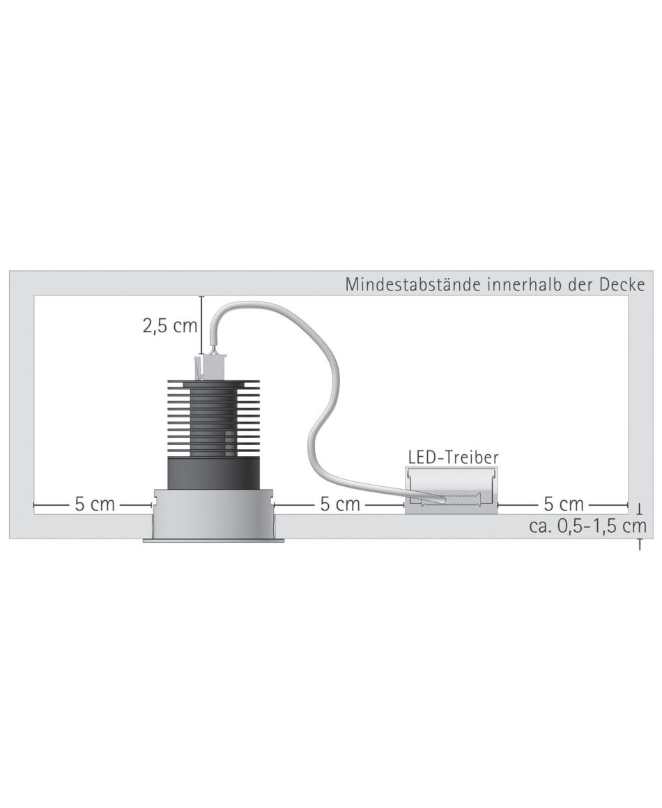 prediger.base p.001 Schwenkbare LED Decken-Einbaustrahler QS 1er - CRI>80 (350 mA)