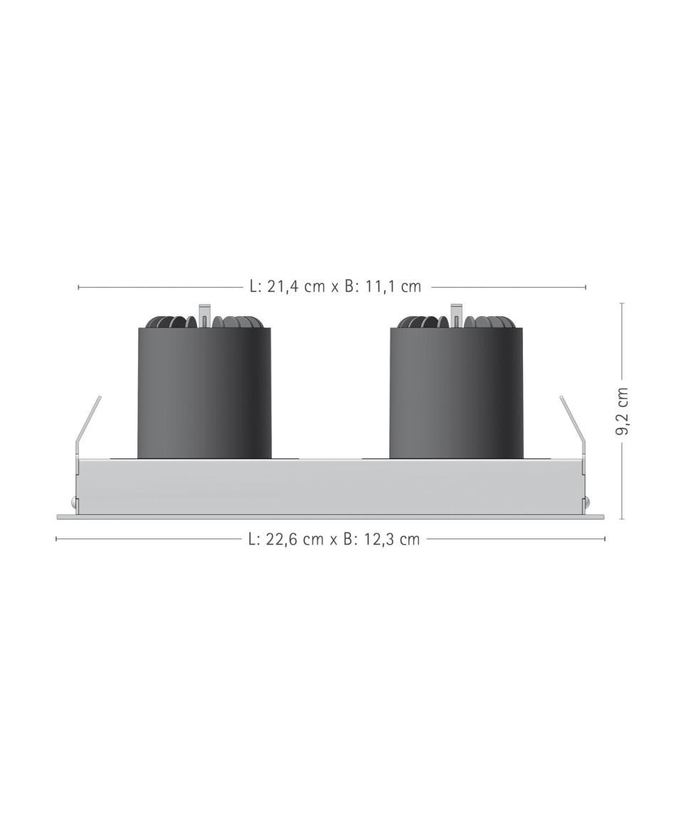 prediger.base p.003 Ausrichtbare LED Decken-Einbaustrahler E 2er - CRI>90 - Dim to Warm (250 mA) - exklusive Treiber