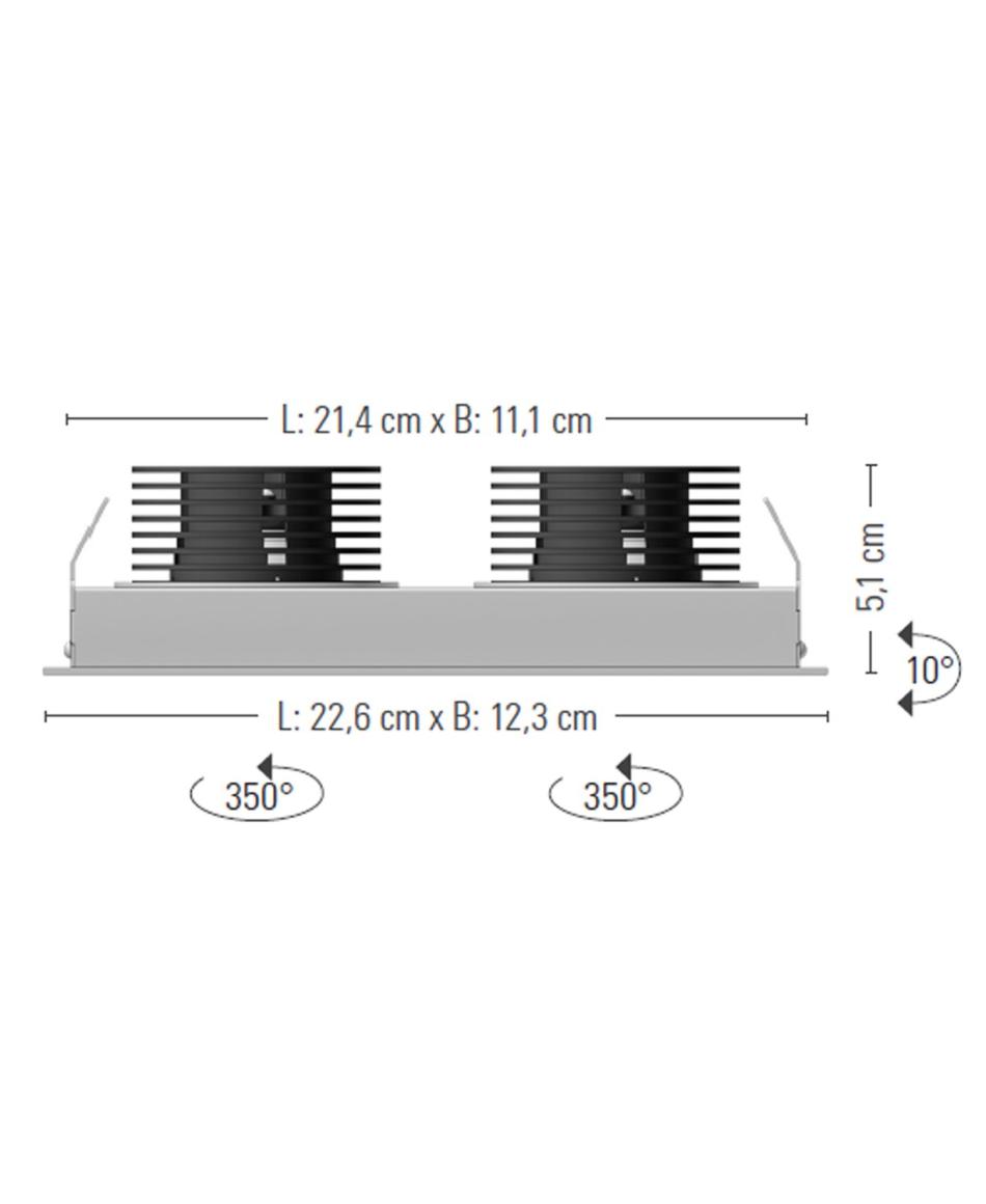 prediger.base p.003 Ausrichtbare LED Decken-Einbaustrahler E 2er - Geringe Einbautiefe - CRI>90 (250 mA) - exklusive Treiber