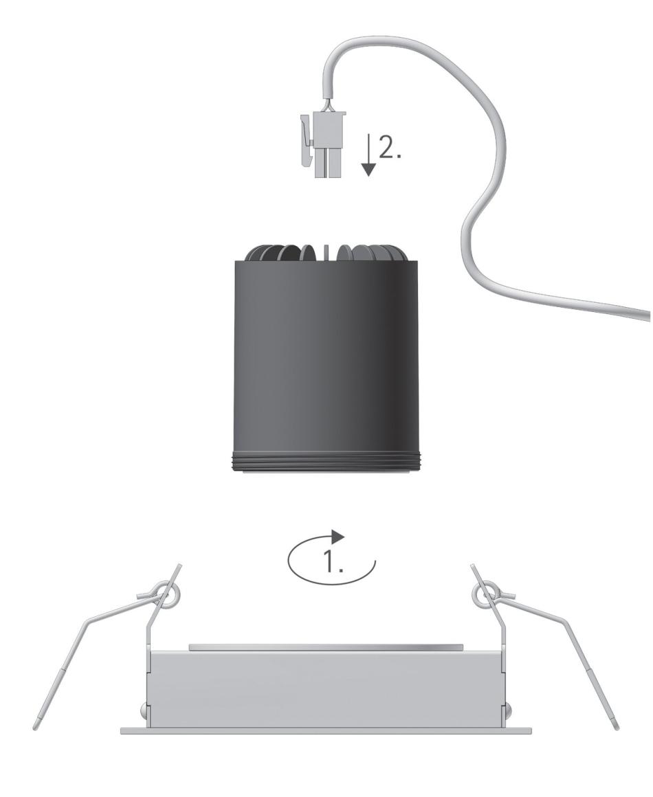 prediger.base p.003 Ausrichtbare LED Decken-Einbaustrahler Q 1er - CRI>90 - Dim to Warm (250 mA) - exklusive Treiber