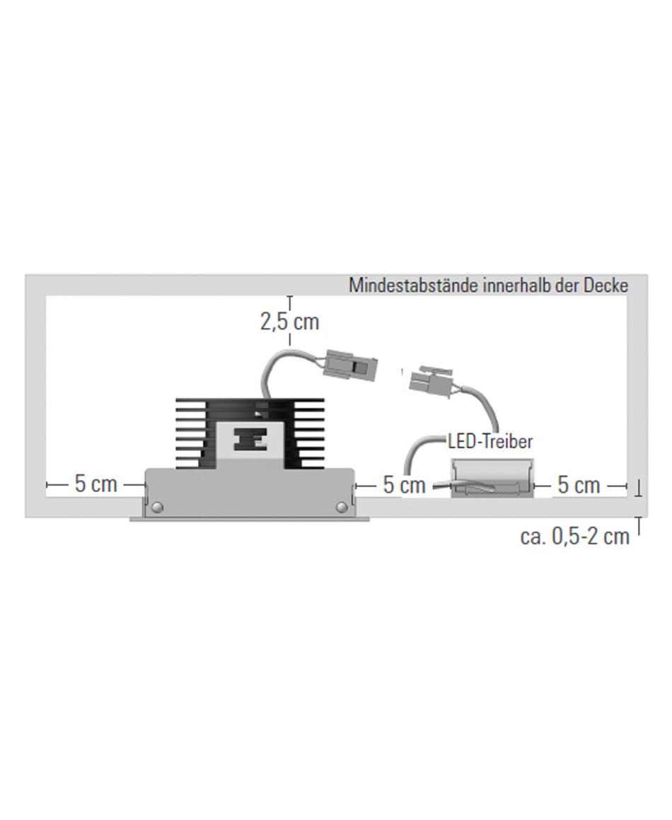 prediger.base p.003 Ausrichtbare LED Decken-Einbaustrahler Q 1er - Geringe Einbautiefe - Dim to Warm (250 mA) - exklusive Treiber
