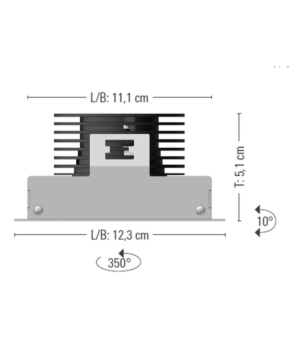 prediger.base p.003 Ausrichtbare LED Decken-Einbaustrahler Q 1er - Geringe Einbautiefe - Dim to Warm (250 mA) - exklusive Treiber