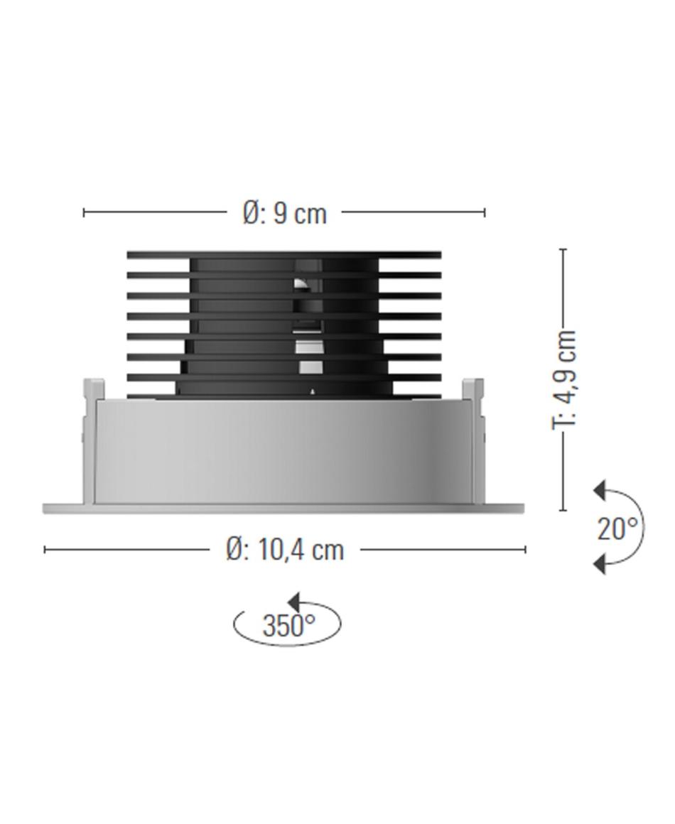 prediger.base p.004 Ausrichtbare LED Decken-Einbaustrahler R - Geringe Einbautiefe - CRI>90 - Dim to Warm (250 mA) - exklusive Treiber