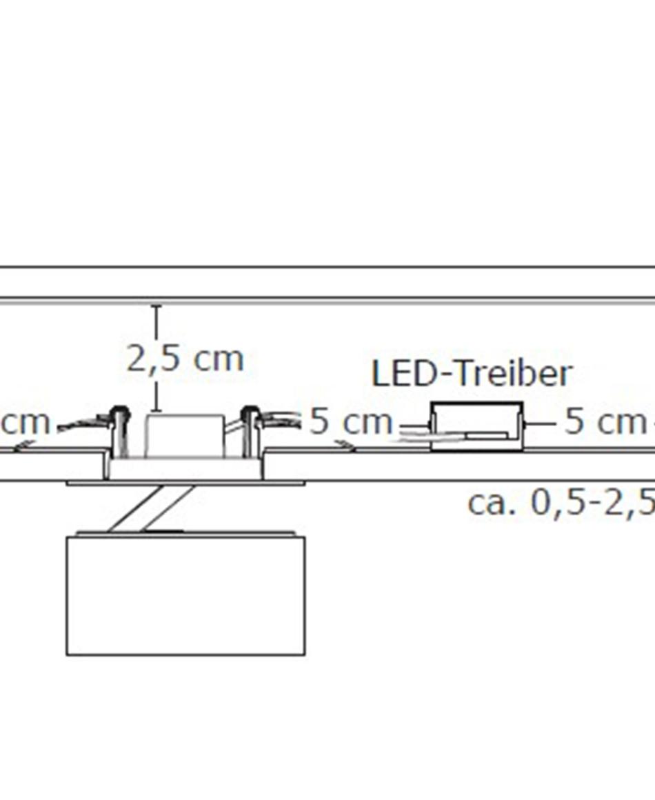 prediger.base p.011 Ausrichtbare LED Decken-Halbeinbaustrahler S - exklusive Treiber
