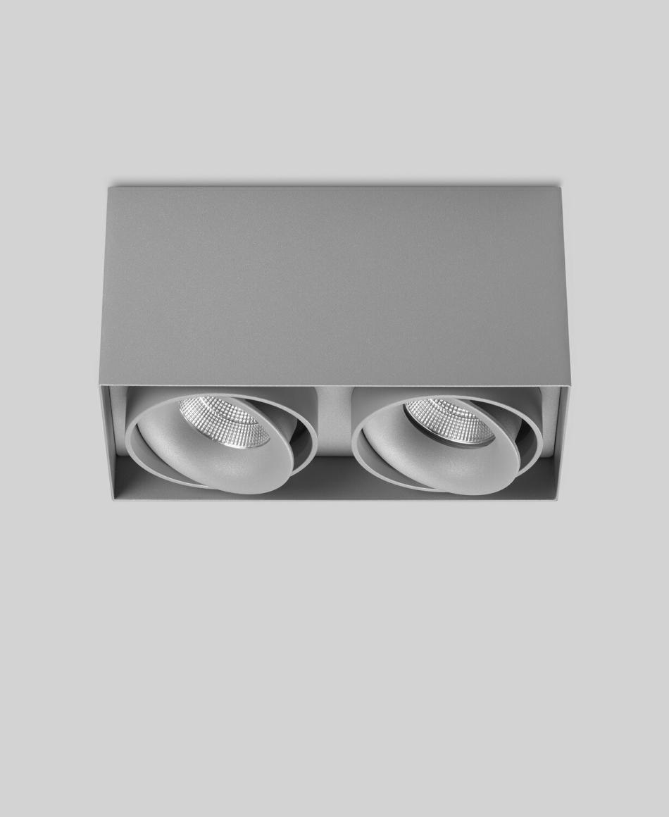 prediger.base p.044 Ausrichtbare LED Deckenstrahler E 2er Silber - CRI>90 - Dim to Warm (250 mA)
