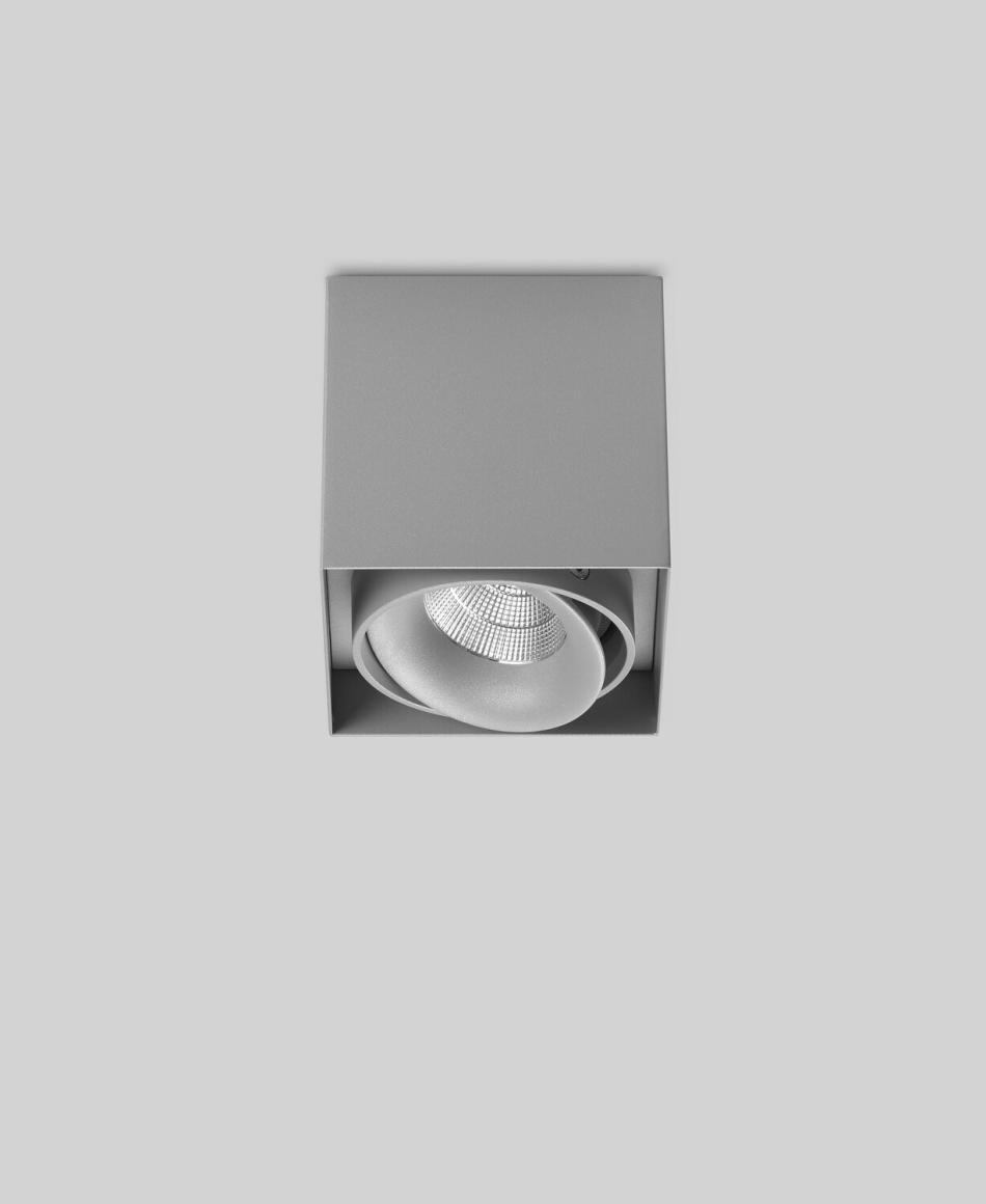 prediger.base p.044 Ausrichtbare LED Deckenstrahler Q 1er Silber - CRI>90 - Dim to Warm (250 mA)