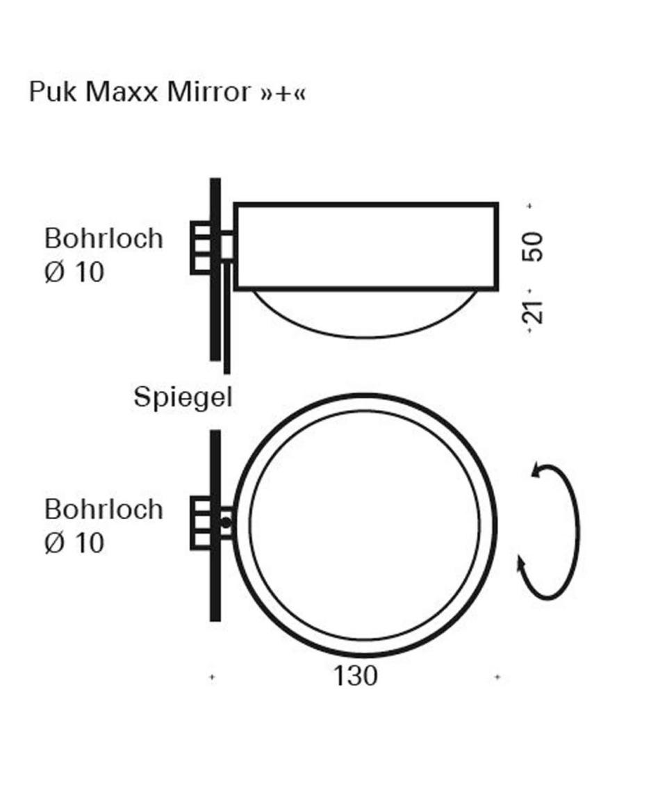 Top Light Puk Maxx Mirror Drehbar Halogen Linse/Glas