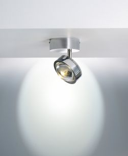 Licht im Raum Ocular Spot 1 Serie 100 rund Deckenleuchte Edelstahl gebürstet
