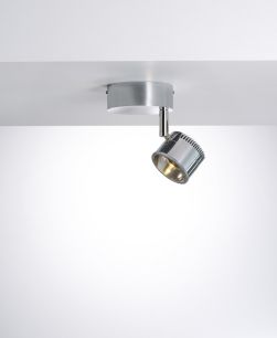Licht im Raum Ocular Spot 1 Zoom rund Deckenleuchte Edelstahl gebürstet