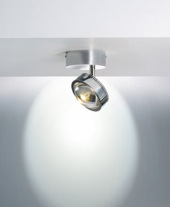 Licht im Raum Ocular Spot 1 Serie 100 rund Deckenleuchte Edelstahl gebürstet