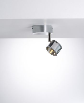 Licht im Raum Ocular Spot 1 Zoom rund Deckenleuchte Edelstahl gebürstet