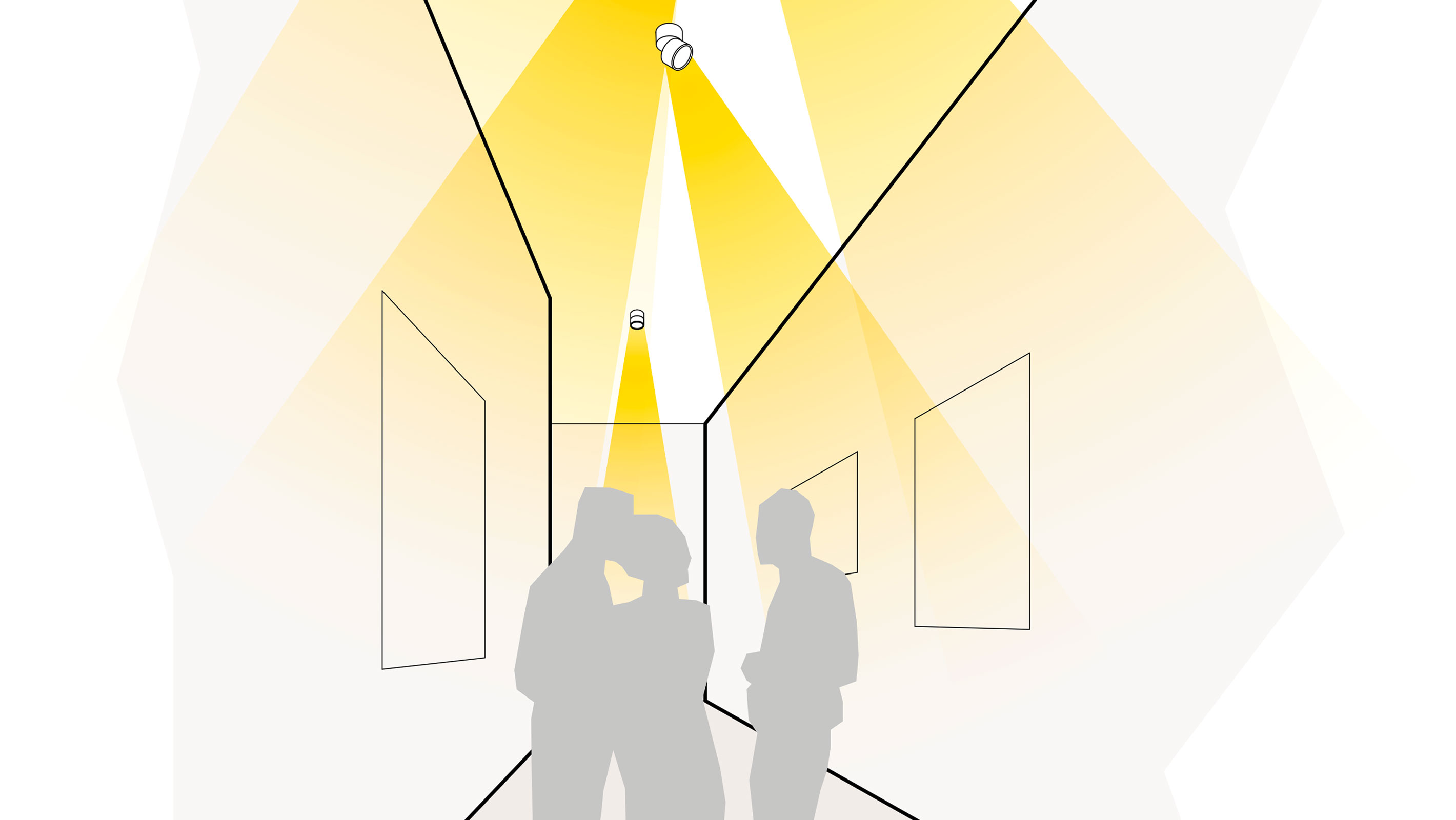 Illustration einer optimalen Lichtplanung im Flur mit Deckenstrahlern