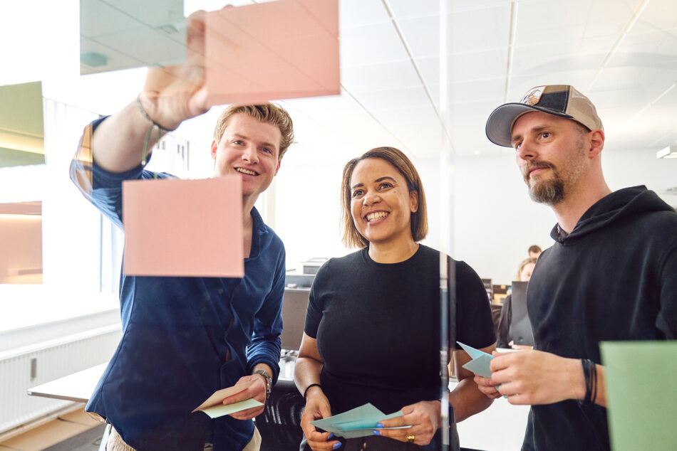 Drei Mitarbeiter von Prediger Lichtberater arbeiten an einer Marketing- und E-Commerce-Strategie. (Foto: Johannes Arlt)